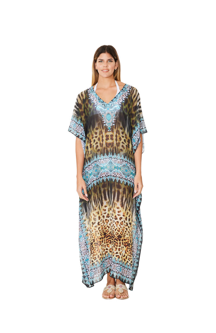 243 Cheetah Print Long kaftan
