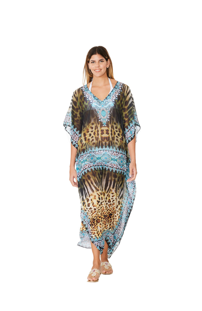 243 Cheetah Print Long kaftan