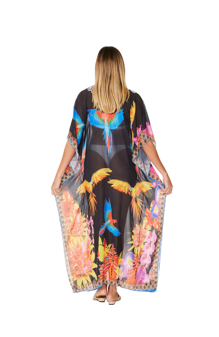 257 Bird Print Long kaftan