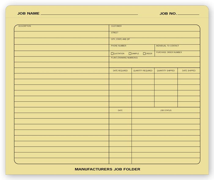 280 Manufacturers Job Folders 10 x 12" QTY 50