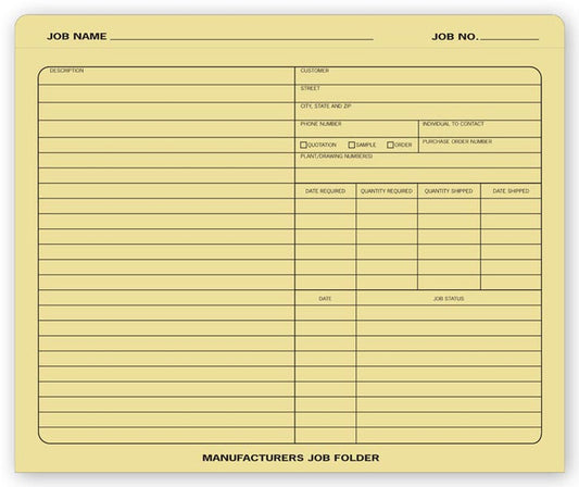 280 Manufacturers Job Folders 10 x 12" QTY 50