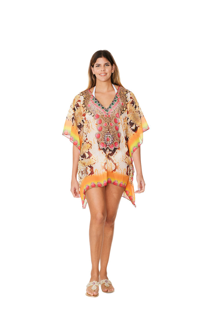 323 Snake Multicolor Print Short kaftan