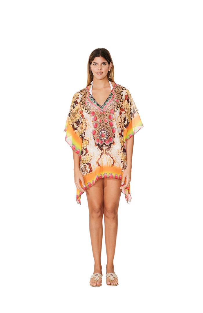 323 Snake Multicolor Print Short kaftan