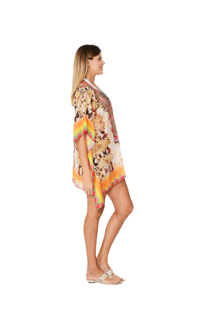 323 Snake Multicolor Print Short kaftan