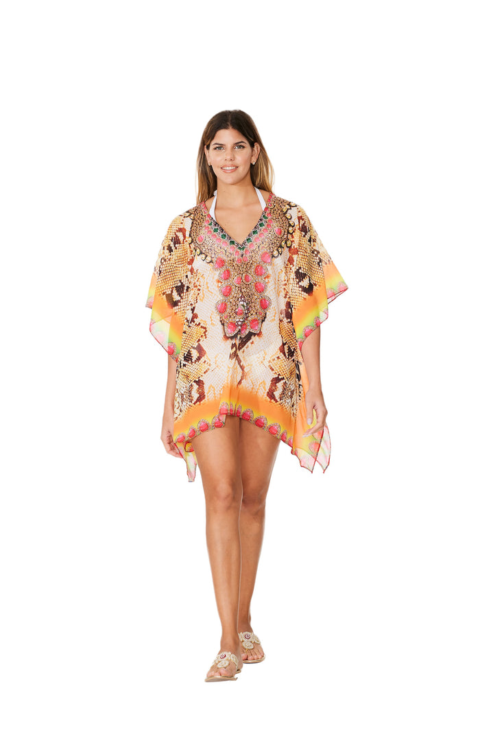 323 Snake Multicolor Print Short kaftan