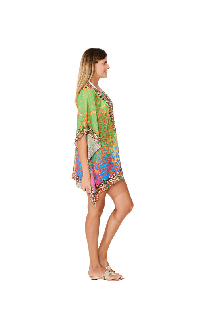 331 Lime Animal Print Short kaftan