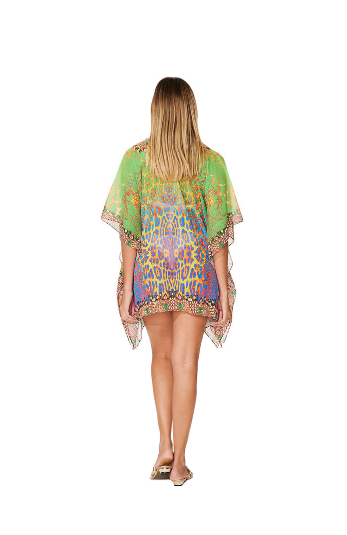 331 Lime Animal Print Short kaftan