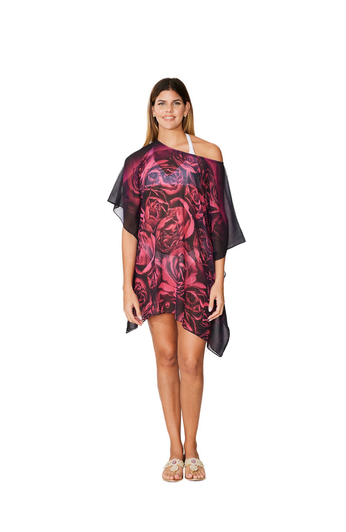 373 Lovely Rose Print Short kaftan