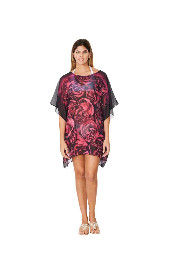 373 Lovely Rose Print Short kaftan