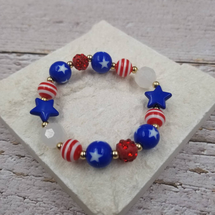 4th of July Bracelet Patriotic Stretch Bracelet