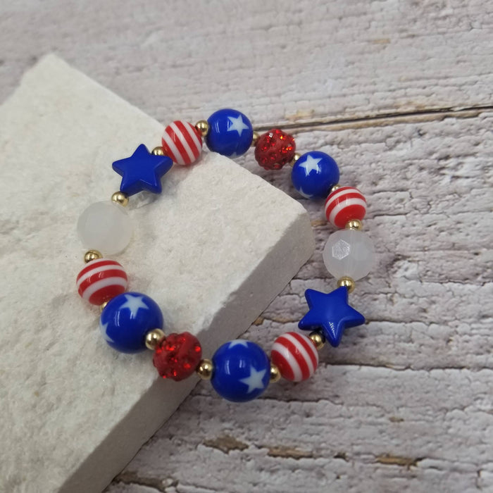 4th of July Bracelet Patriotic Stretch Bracelet