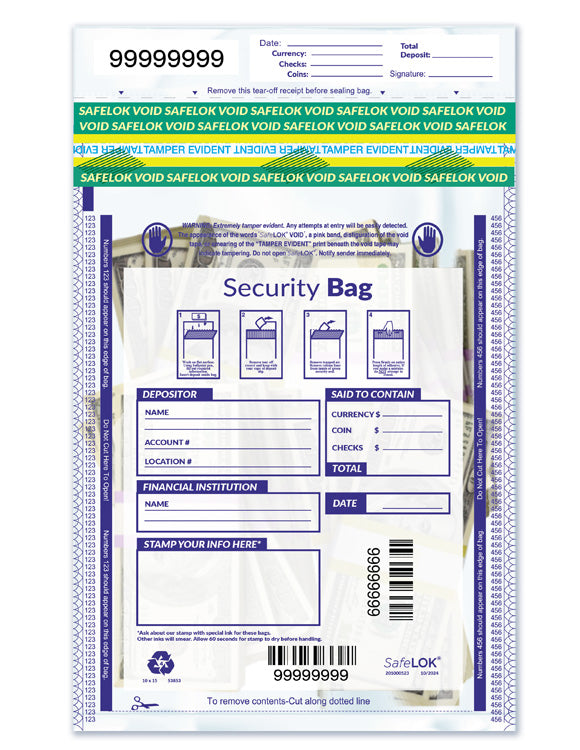 53853 Single Pocket Deposit Bag Clear 10 x 15" - QTY 100 BAGS