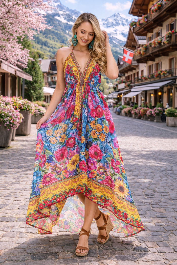 660 sunflower halter dress