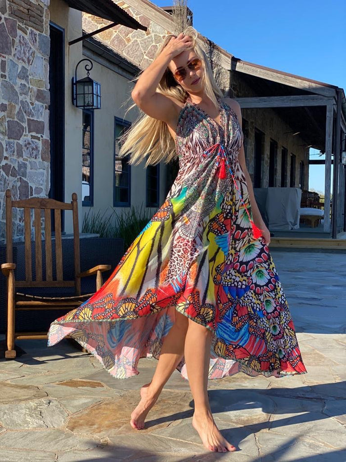 661 Multicolor animal print hawaii dress