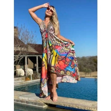 661 Multicolor animal print hawaii dress