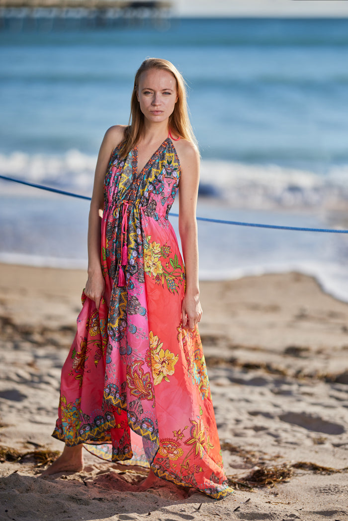 682  Halter Multicolor animal print halter dress