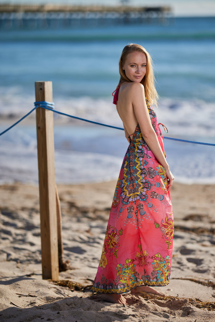 682  Halter Multicolor animal print halter dress