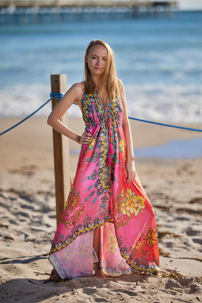 682  Halter Multicolor animal print halter dress