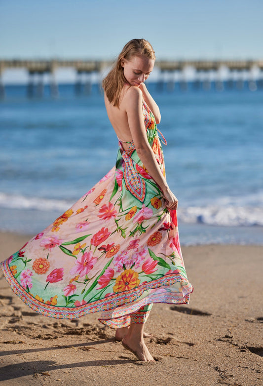 695  Halter ombre blush  hawaii dress