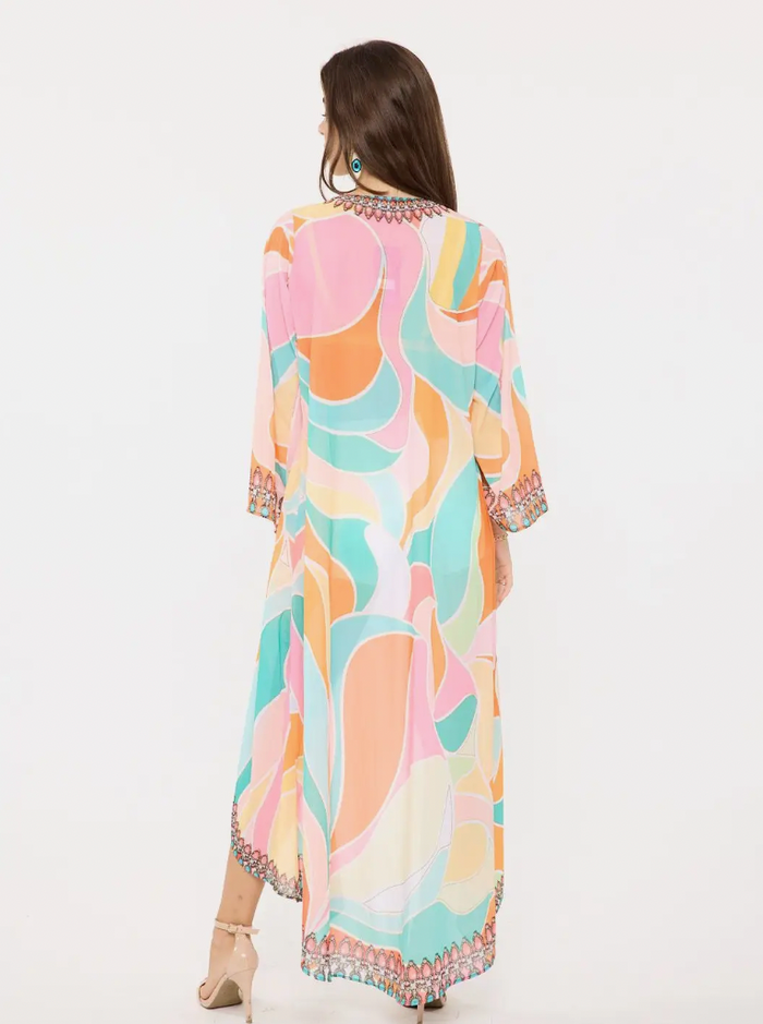 700 D Pink Waves Duster