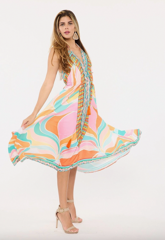 700 Pink Halter Dress