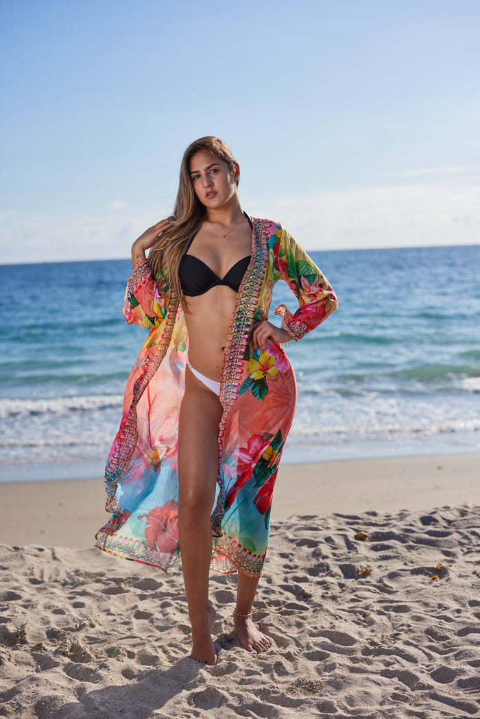 701  Ombre pink and blue duster