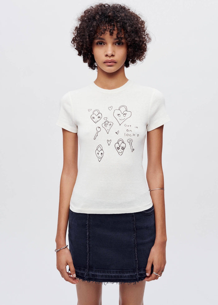 90's Baby Tee Hearts (Vintage White)