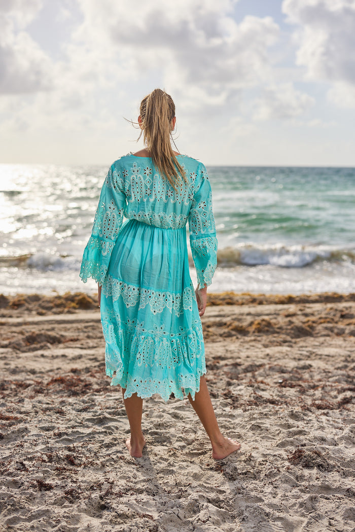 915 Aqua cotton Dress New Arrival