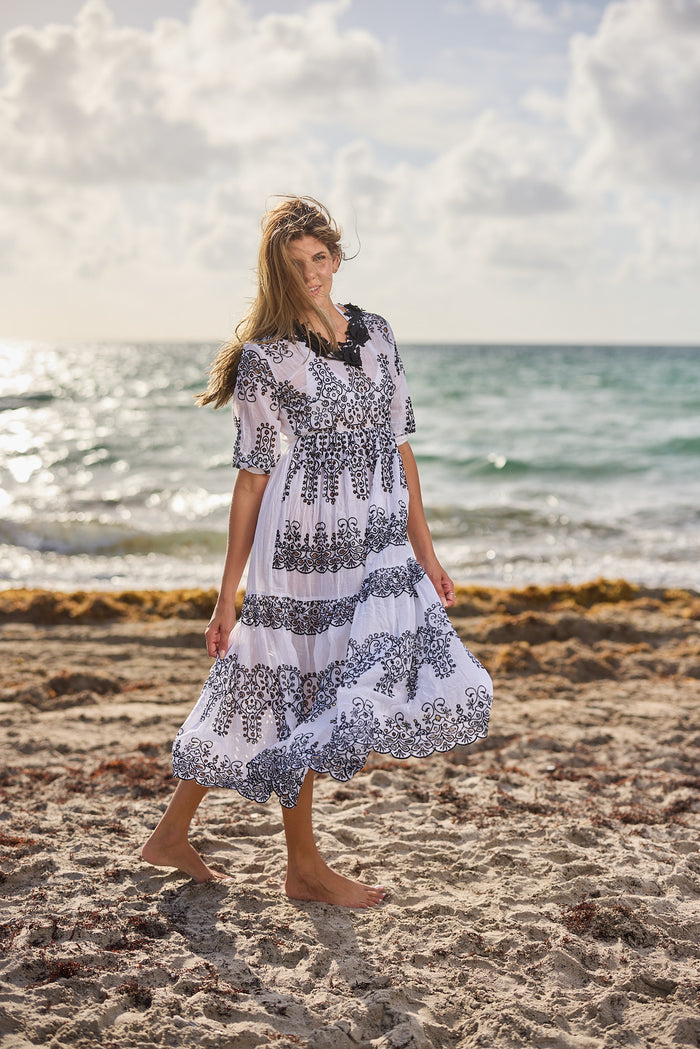 916 - Black and White Long Dress -2023 COLLECTION