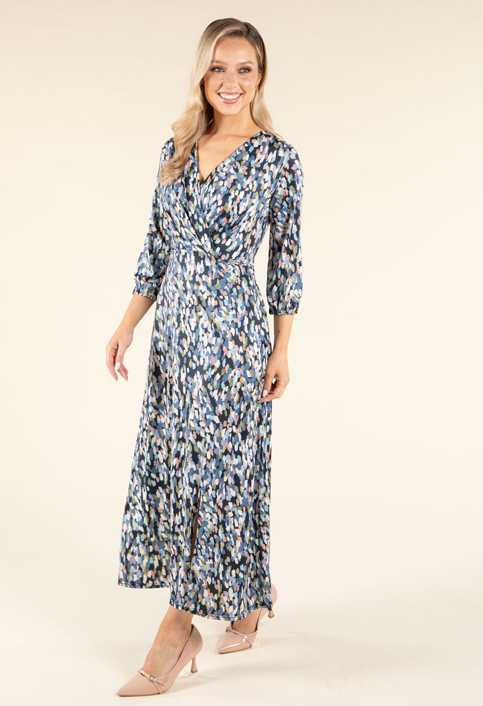Abstract Paint Design Wrap Dress