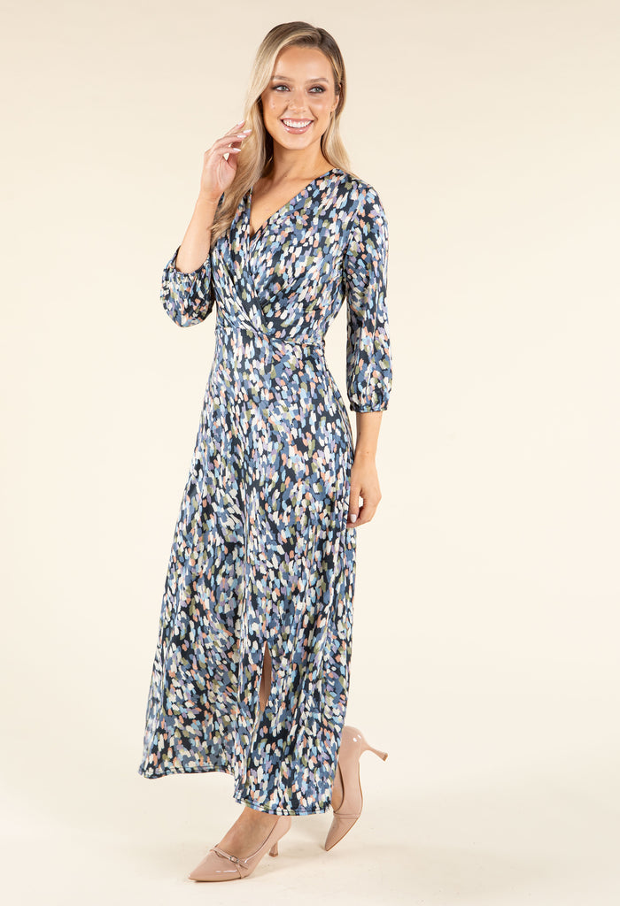 Abstract Paint Design Wrap Dress