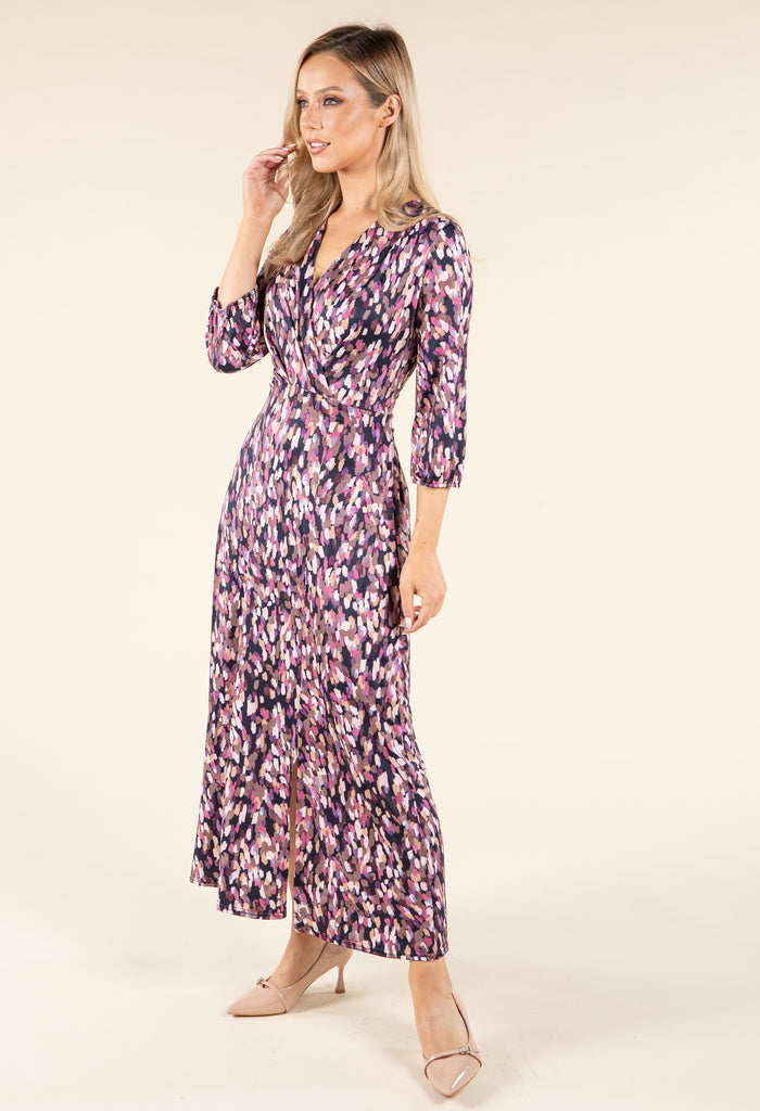 Abstract Paint Design Wrap Dress