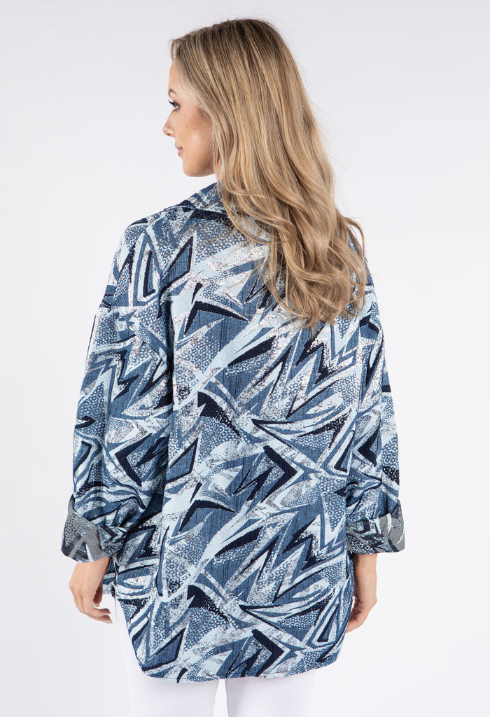 Abstract Print Button-Up Overshirt