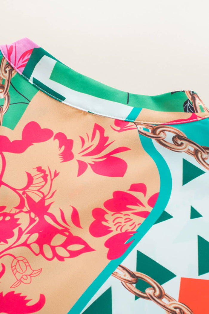 Abstract Print Half Sleeve Tiered Mini Dress