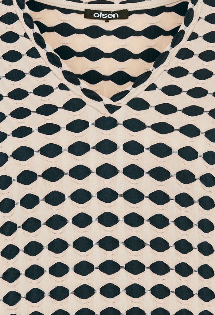 Abstract Print V-Neck Top