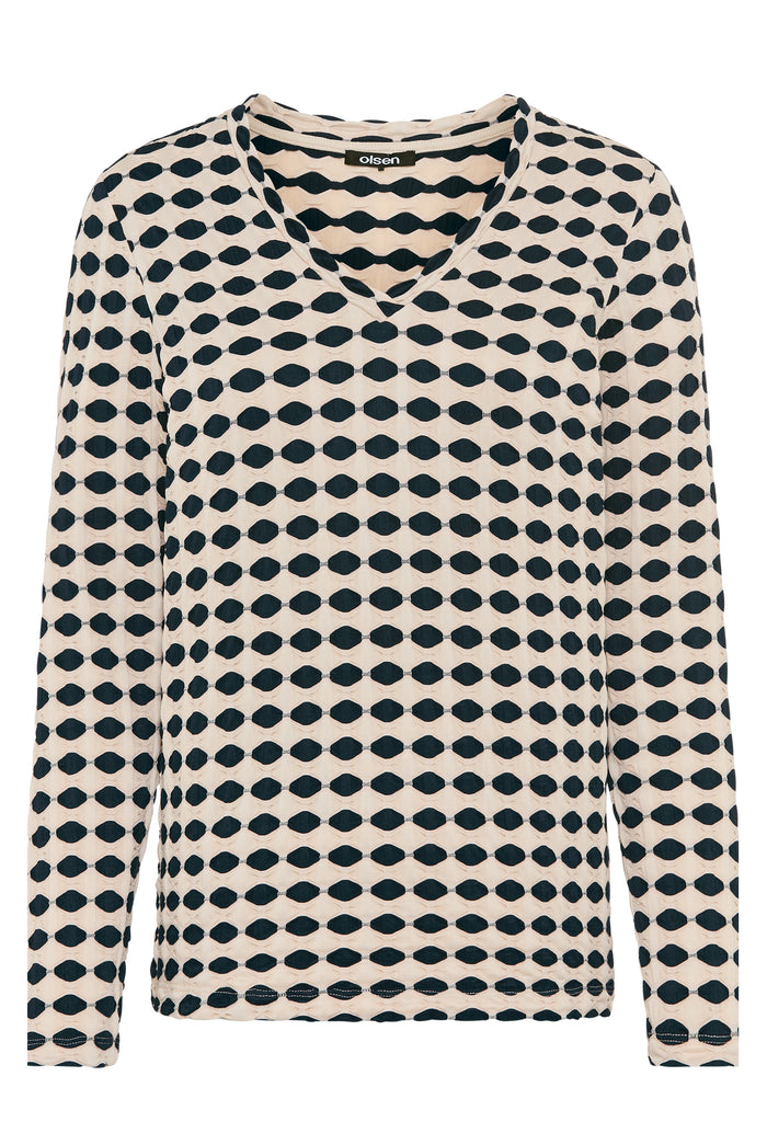 Abstract Print V-Neck Top