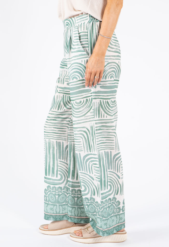 Abstract Print Wide Leg Trousers