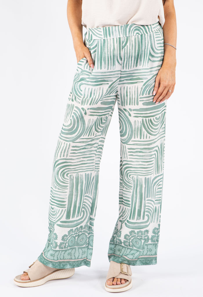 Abstract Print Wide Leg Trousers