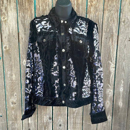 Adore Velvet Sheer Jacket w/ Floral Burnout
