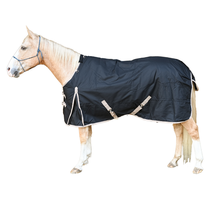 AJ Tack 1200D Waterproof Turnout Horse Blanket with Storage Bag, Black