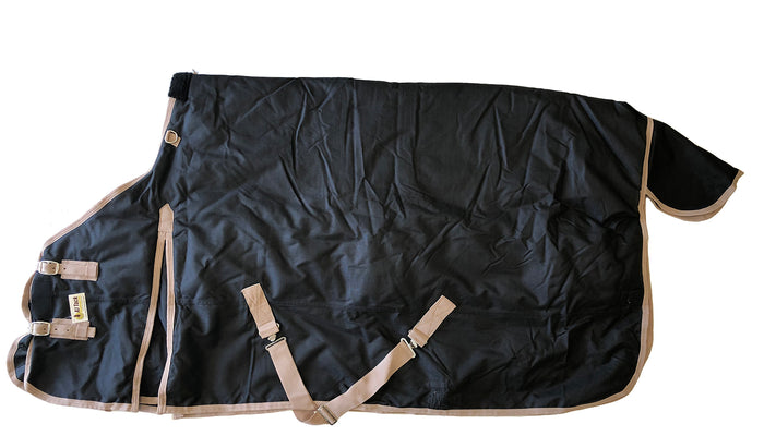 AJ Tack 1200D Waterproof Turnout Horse Blanket with Storage Bag, Black