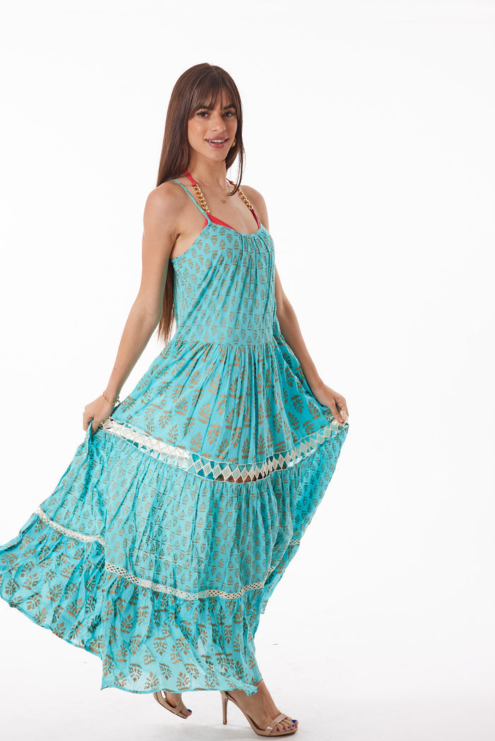 Aqua lurex dress
