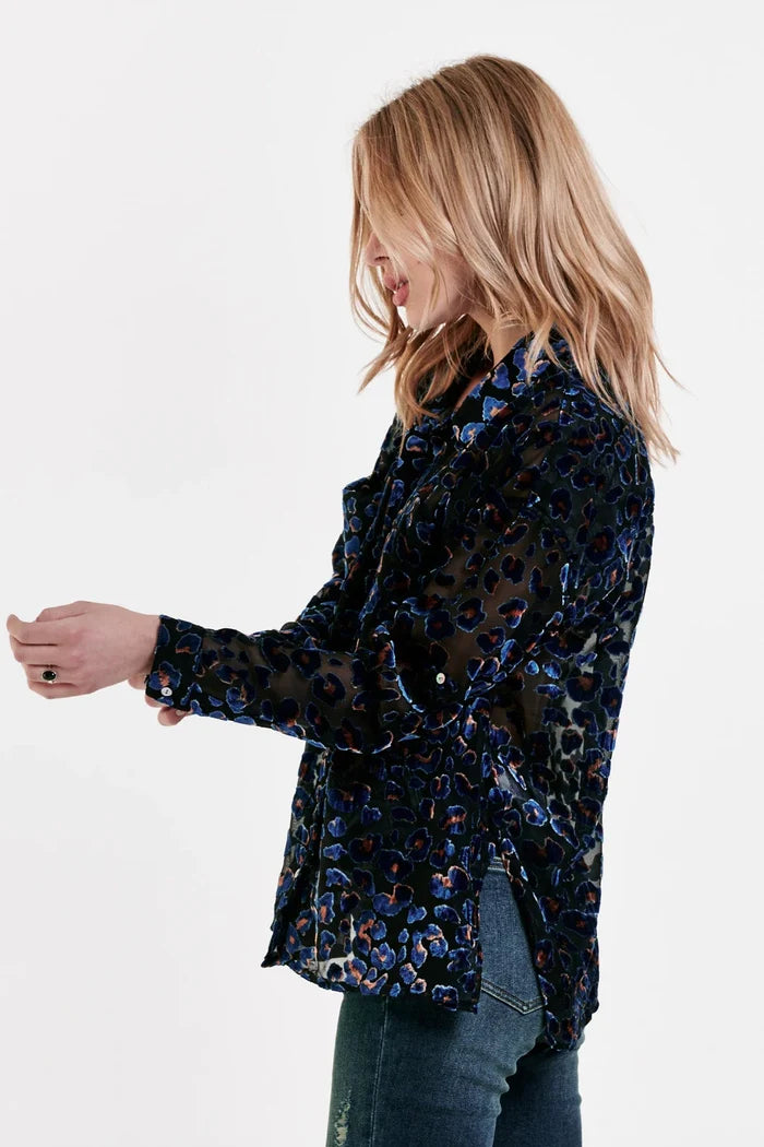 ARIANNA FRONT TIE SHIRT BLUE SPOTS