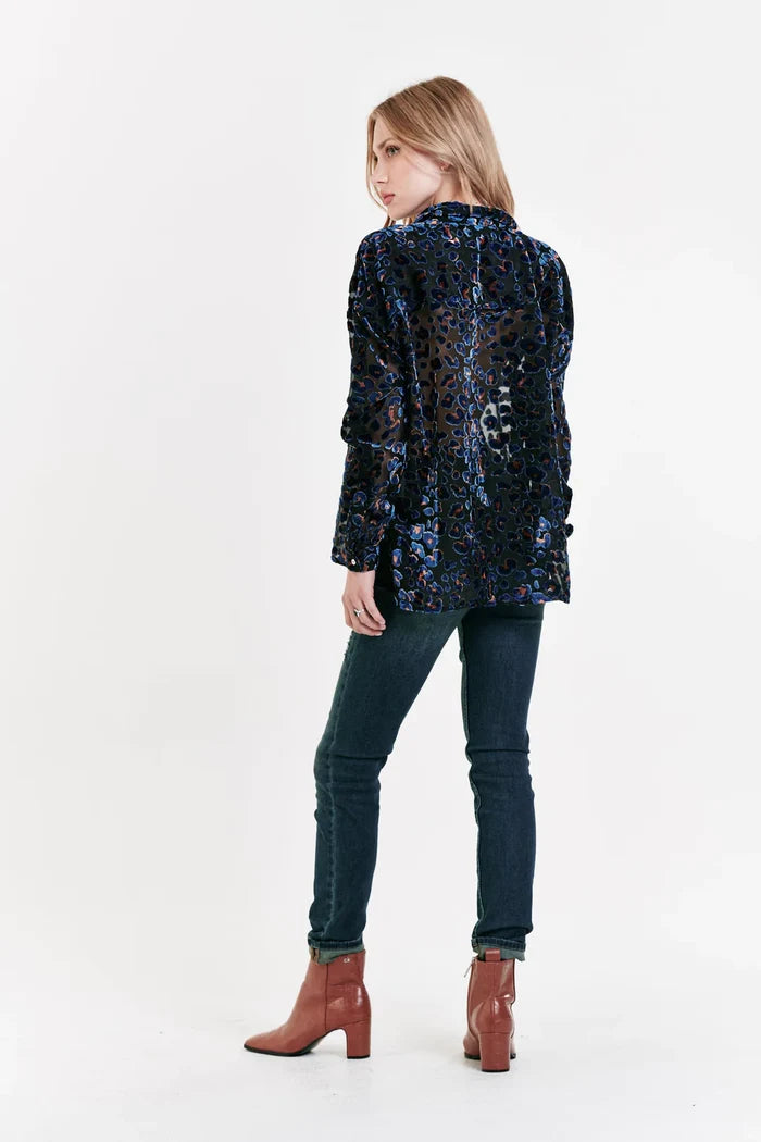 ARIANNA FRONT TIE SHIRT BLUE SPOTS