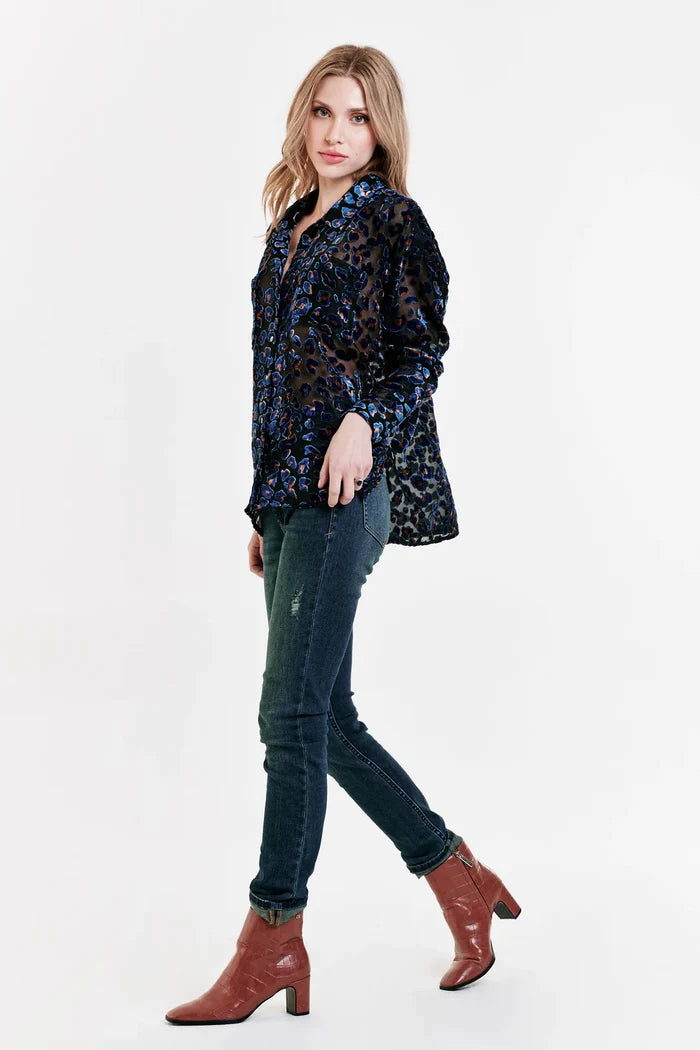 ARIANNA FRONT TIE SHIRT BLUE SPOTS