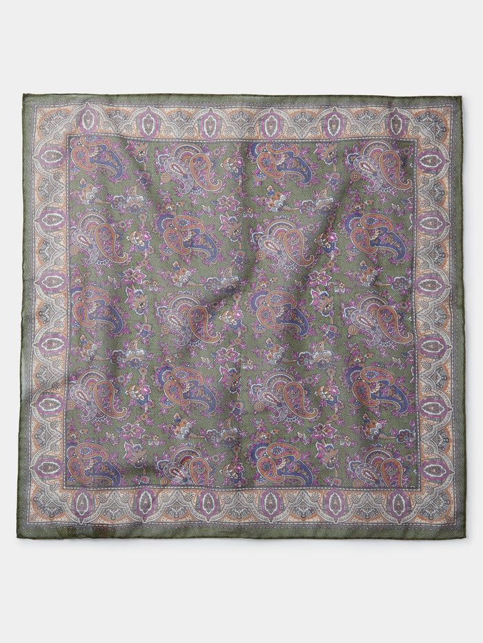 Aubin Green Print Ashmont Pocket Square | Pocket Square