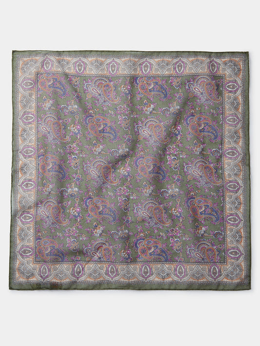 Aubin Green Print Ashmont Pocket Square | Pocket Square