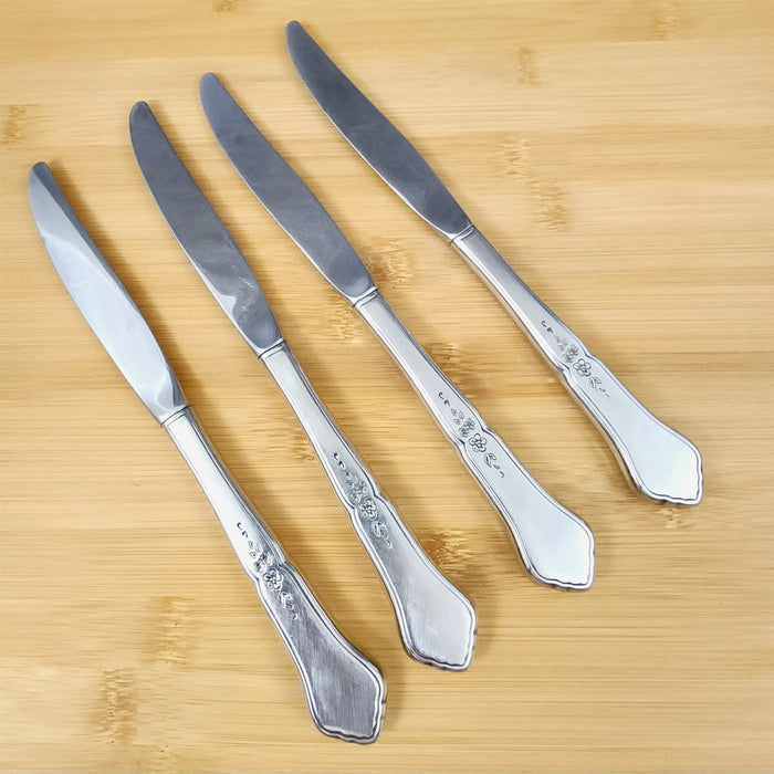 Ashmore Oneida Dinner Knife Hollow Handle Set of 4 Stainless Burnished Flatware