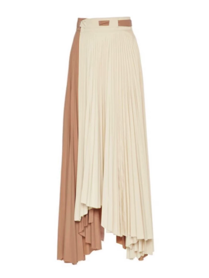 Asymmetric Pleated Maxi Skirt - Ivory