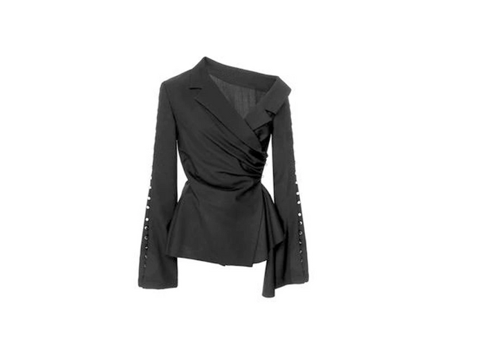 Asymmetric Ruched Blazer Top – Onyx